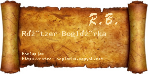 Rötzer Boglárka névjegykártya